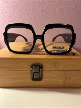 NY.Sunglass Black Oversized Square Women's Eyeglasses